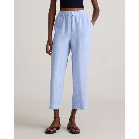 Quince Pants - Quince Women 100% European Linen Pants 25" inseam French Blue Large